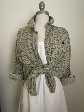 Calvin Klein Jeans Olive and Sage Printed Button Shirt